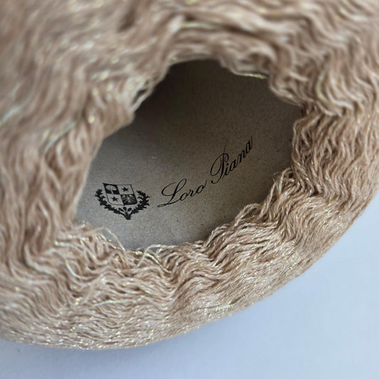 Loro Piana 100% Italian Cashmere Yarn - 2/26Nm - 1300m per 100g - Nude with Gold Sparkles