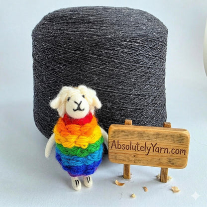 100% Yak Yarn - 2/16Nm - 800m per 100g - Dark Grey Tweed