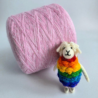 Pink Sparkly Yarn 50/45/5 Brushed Cashmere/Silk/Stellina  - 2/16Nm - 800m per 100g