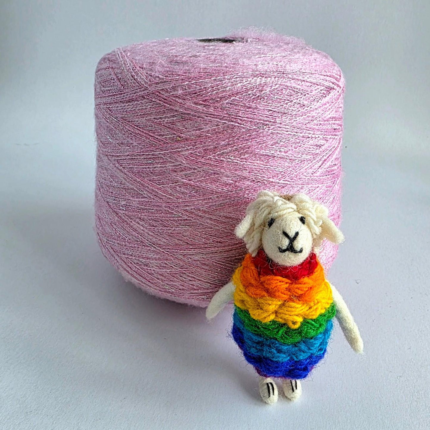 Pink Sparkly Yarn 50/45/5 Brushed Cashmere/Silk/Stellina  - 2/16Nm - 800m per 100g