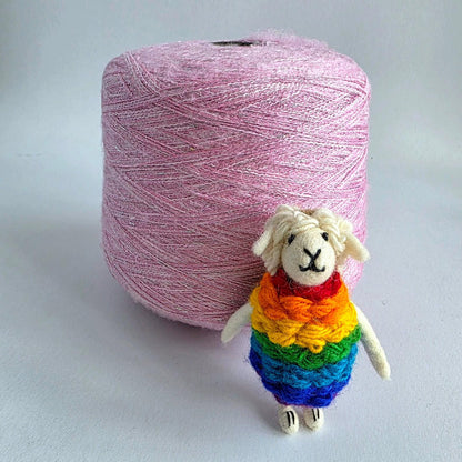 Pink Sparkly Yarn 50/45/5 Brushed Cashmere/Silk/Stellina  - 2/16Nm - 800m per 100g