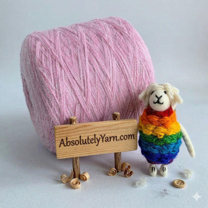 Pink Sparkly Yarn 50/45/5 Brushed Cashmere/Silk/Stellina  - 2/16Nm - 800m per 100g