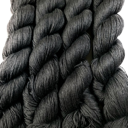 Cozy Mulberry - Jet Black - Mulberry Silk & Cotton - Fingering Weight - 433m/100g