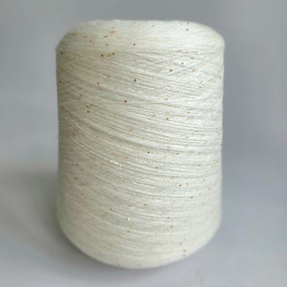 White + Rose Gold sequins - 100% Extra-Fine Merino  2/60Nm - 3000m per 100g