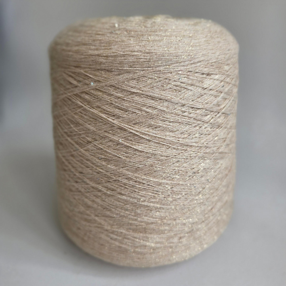 Loro Piana Italian 100% Cashmere Yarn - 2/26Nm - 1300m per 100g - Taupe with Sparkle and Sequins - Angle 4