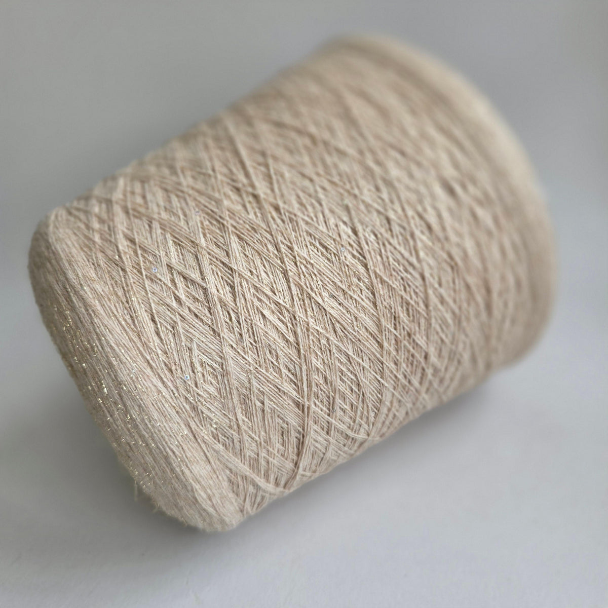Loro Piana Italian 100% Cashmere Yarn - 2/26Nm - 1300m per 100g - Taupe with Sparkle and Sequins - Detail Close-up