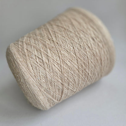 Loro Piana Italian 100% Cashmere Yarn - 2/26Nm - 1300m per 100g - Taupe with Sparkle and Sequins - Detail Close-up
