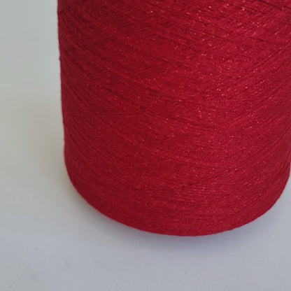 98% Cashmere with Stellina Yarn - 2/26Nm - 1300m per 100g - Red with Sparkles
